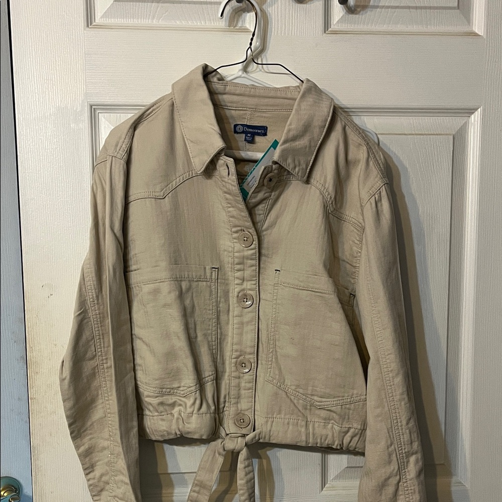 Democracy Cropped Utility Jacket Tie Waist|Size Medium|NWT